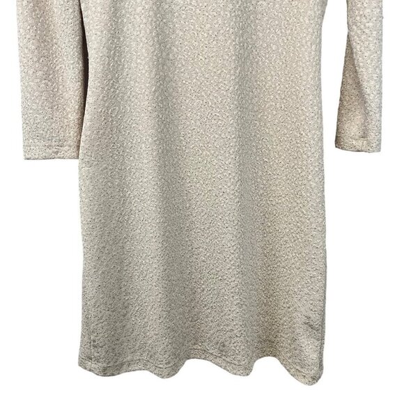 GB Gianni Bini 3/4 Sleeve Drape Back Shift Dress Champagne Shimmer Above Knee L - Picture 5 of 10